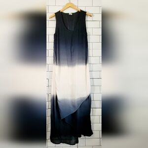 Mind Set By Xcvi Ladies Sleeveless Ombre Tie Dye Dress Scoop Neck Wrap Front Col